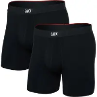 Saxx Vibe Xtra Boxer Brief Fly 2-Pack Intimo sintetico Uomo (L, nero)