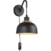 Reality Leuchten Applique Punch interruttore/spina, nero/oro