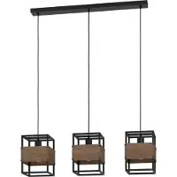 Eglo 43805 EVESHAM E27 tripla lampada a sospensione 895x195mm Nero Marrone