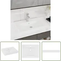 The Living Store Lavabo con foro per rubinetto bianco opaco 60x46 cm in Vetroceramica