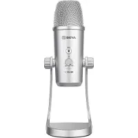Boya BY-PM700SP - Microfono da studio USB - 4 caratteristiche di registrazione - Argento