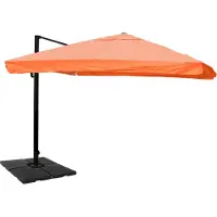 Mendler Ombrellone a semaforo per la ristorazione MCW-A96, 3,5x3,5 m (Ø 4,95 m), poliestere/alluminio, 25 kg ~ Flap, color terracotta con base