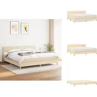 vidaXL Letto a molle con materasso crema 200x200 cm in tessuto - Letti & strutture letto