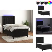vidaXL Letto a molle insacchettate con materasso e LED in velluto nero 90x200 cm - Letti & strutture letto