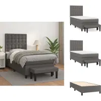 vidaXL Letto a molle con materasso grigio 90x190 cm in Pelle finta - Letti & strutture letto