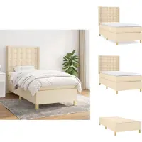 vidaXL Letto a molle con materasso crema 90x190 cm in tessuto - Letti & strutture letto