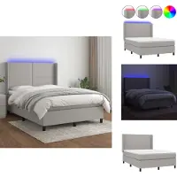 vidaXL Letto a molle con materasso e tessuto LED grigio chiaro 140x190 cm - Letti e strutture letto