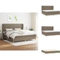 vidaXL Letto a molle con materasso Taupe 200x200 cm in tessuto - Letti e strutture letto