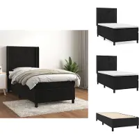 vidaXL Letto a molle con materasso nero 90x200 cm in velluto - Letti & Reti