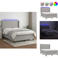 vidaXL Letto a molle con materasso e tessuto LED grigio chiaro 140x200 cm - Letti e strutture letto