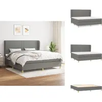 vidaXL Letto a molle con materasso grigio scuro 200x200 cm in tessuto - Letti & strutture letto