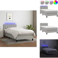 vidaXL Letto a molle con materasso e tessuto LED grigio chiaro 100x200 cm - Letti e strutture letto