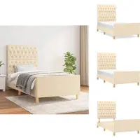 vidaXL Struttura letto con testiera in tessuto crema 90x190 cm - Letti e strutture letto