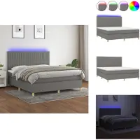 vidaXL Letto a molle con materasso e LED in tessuto grigio scuro 180x200 cm - Letti e strutture letto