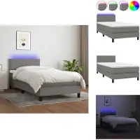 vidaXL Letto a molle con materasso e LED in tessuto grigio scuro 90x190 cm - Letti e strutture letto