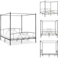 vidaXL Struttura letto a baldacchino in metallo grigio 200 x 200 cm - Letti e reti