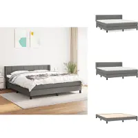 vidaXL Letto a molle con materasso grigio scuro 160x200 cm in tessuto - Letti & strutture letto
