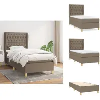 vidaXL Letto a molle con materasso in tessuto taupe 100x200 cm - Letti e strutture letto