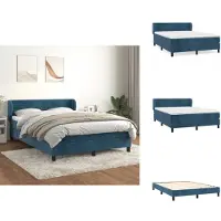 vidaXL Letto a molle con materasso blu scuro 140x190 cm in velluto - Letti e strutture letto
