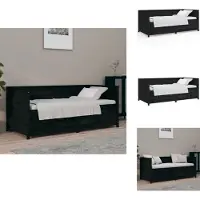 vidaXL Letto da giorno nero 90x190 cm in legno di pino massiccio - Letti e strutture letto