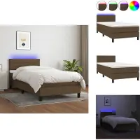 vidaXL Letto a molle con materasso e LED in tessuto marrone scuro 100x200 cm - Letti & strutture letto