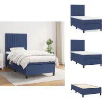 vidaXL Letto a molle con materasso blu 100x200 cm in tessuto - Letti e strutture letto