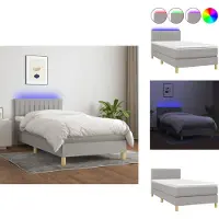 vidaXL Letto a molle con materasso e tessuto LED grigio chiaro 100x200 cm - Letti e strutture letto