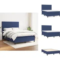 vidaXL Letto a molle con materasso blu 140x190 cm in tessuto - Letti & strutture letto