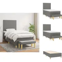 vidaXL Letto a molle con materasso grigio scuro 90x190 cm in tessuto - Letti & strutture letto