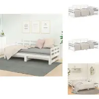 vidaXL Letto da giorno allungabile in pino massiccio bianco 2x(90x200) cm - Letti e strutture letto