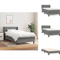 vidaXL Letto a molle con materasso grigio scuro 90x190 cm in tessuto - Letti & strutture letto