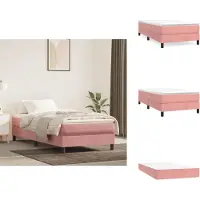 vidaXL Letto a molle con materasso rosa 90x200 cm in velluto - Letti & Reti