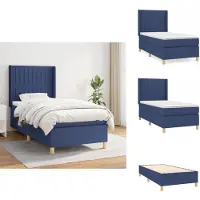vidaXL Letto a molle con materasso blu 100x200 cm in tessuto - Letti e strutture letto