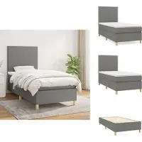 vidaXL Letto a molle con materasso grigio scuro 90x200 cm in tessuto - Letti & strutture letto