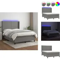 vidaXL Letto a molle con materasso e tessuto LED grigio scuro 140x190 cm - Letti e strutture letto