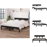vidaXL Letto in legno massiccio nero 120x190 cm - Letti & reti