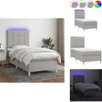 vidaXL Letto a molle con materasso e tessuto LED grigio chiaro 100x200 cm - Letti e strutture letto