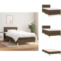 vidaXL Letto a molle con materasso in tessuto marrone scuro 100x200 cm - Letti e strutture letto