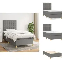 vidaXL Letto a molle con materasso grigio scuro 80x200 cm in tessuto - Letti e strutture letto