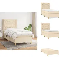 vidaXL Letto a molle con materasso crema 80x200 cm in tessuto - Letti & strutture letto