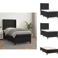 vidaXL Letto a molle con materasso nero 90x190 cm in Pelle finta - Letti e strutture letto