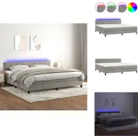 vidaXL Letto a molle con materasso e LED in velluto grigio chiaro 200x200 cm - Letti & strutture letto
