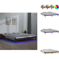vidaXL Letto in legno massiccio con illuminazione a LED marrone miele 200x200 cm - Letti e strutture letto
