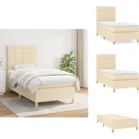 vidaXL Letto a molle con materasso crema 100x200 cm in tessuto - Letti e strutture letto