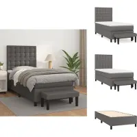 vidaXL Letto a molle con materasso grigio 80x200 cm in Pelle finta - Letti & strutture letto