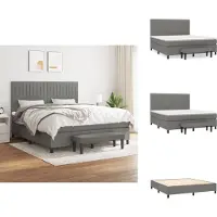 vidaXL Letto a molle con materasso grigio scuro 180x200 cm in tessuto - Letti & strutture letto