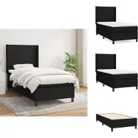 vidaXL Letto a molle con materasso nero 90x200 cm in tessuto - Letti e strutture letto
