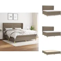vidaXL Letto a molle con materasso in tessuto taupe 180x200 cm - Letti e strutture letto