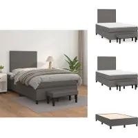 vidaXL Letto a molle con materasso grigio 120x200 cm in Pelle finta - Letti & strutture letto