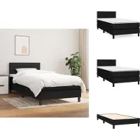 vidaXL Letto a molle con materasso nero 90x200 cm in tessuto - Letti e strutture letto